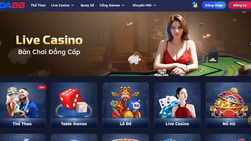 Sảnh cá cược Live Casino Da83 đẳng cấp