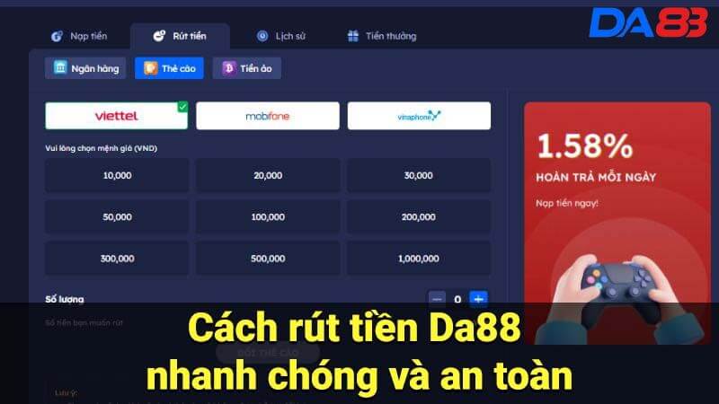 Những ưu điểm khi rút tiền tại nhà cái da83